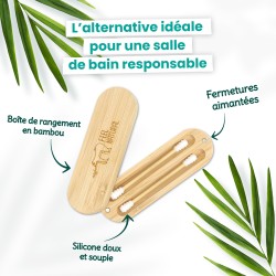 Boîte bambou + 2 coton tiges Silicone - Feel Natural