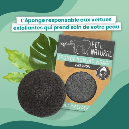 Eponge Konjac Visage Charbon - Feel natural