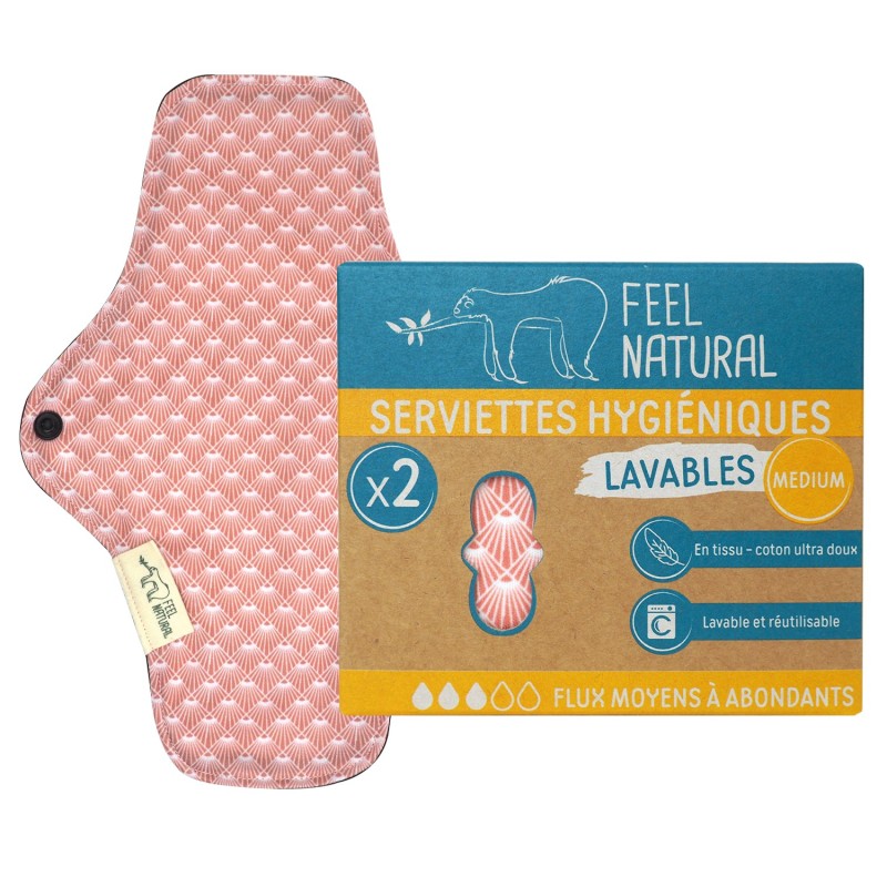Lot de 2 serviettes Hygiéniques lavables - Medium - Feel Natural
