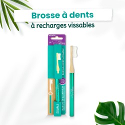 Brosse à dents vissable aluminium vert - souple - Feel Natural