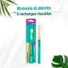 Brosse à dents vissable aluminium vert - souple - Feel Natural