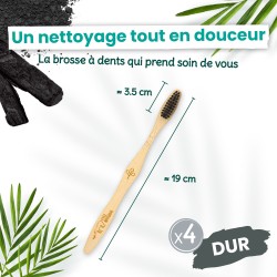Lot 4 brosses à dents Charbon -Dur  - Feel Natural