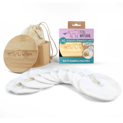 Set boîte Bambou + 10 disques démaquillants Coton+ Filet de lavage - Feel Natural