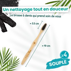 Lot 4 brosses à dents Charbon - Souple - Feel Natural