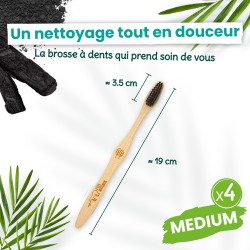 Lot 4 brosses à dents Charbon - Médium - Feel Natural