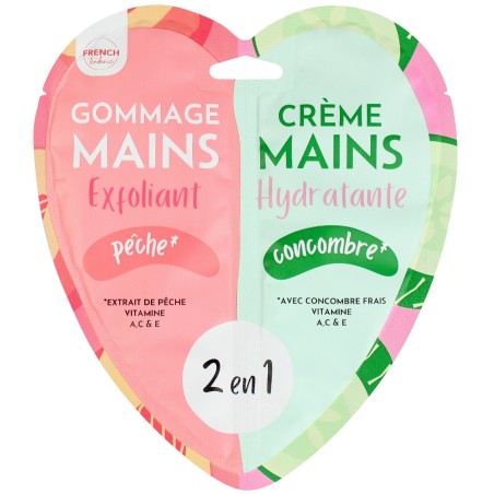 Duo Gommage / Crème hydratante Mains - Pêche & Concombre - French Tendance