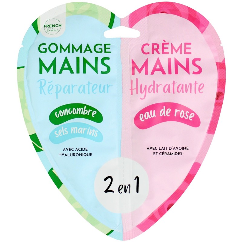 Duo Gommage / Crème hydratante réparatrice Mains - Concombre & Sel Marin - French Tendance