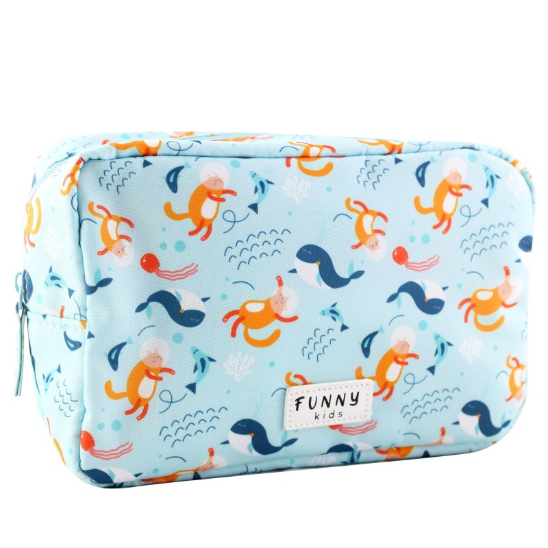 Trousse (23x20x8) Funny Kids - Aqua Cat