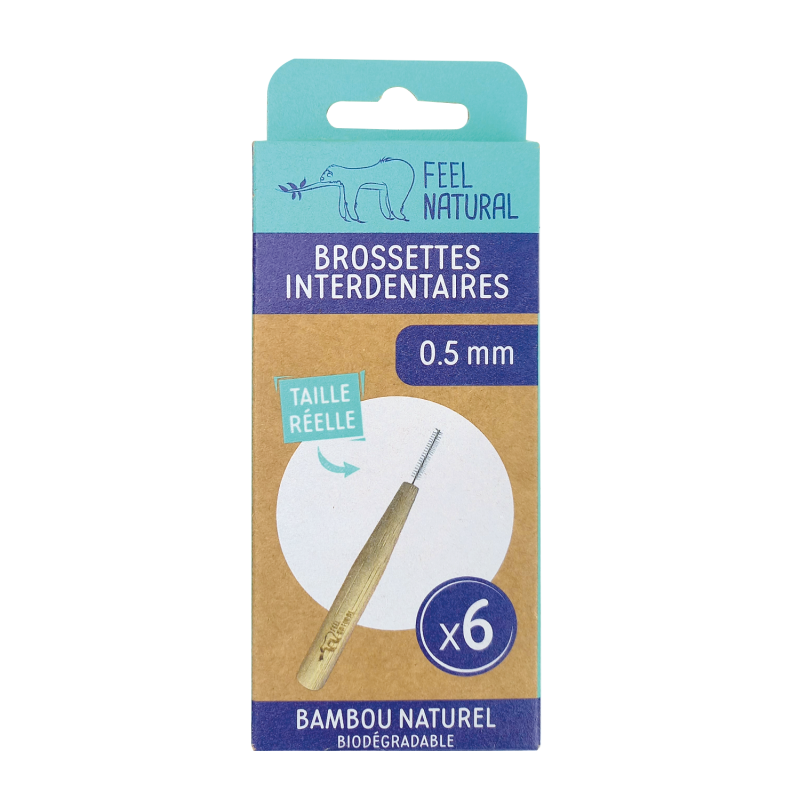 Set 6 brossettes interdentaires 0,5 mm en bambou - Feel Natural
