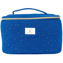 Vanity (26x20x18) Gaze de coton - bleu pois dorés