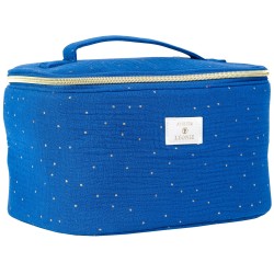 Vanity (26x20x18) Gaze de coton - bleu pois dorés