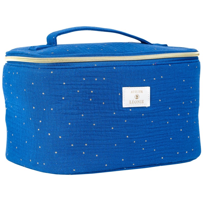 Vanity (26x20x18) Gaze de coton - bleu pois dorés