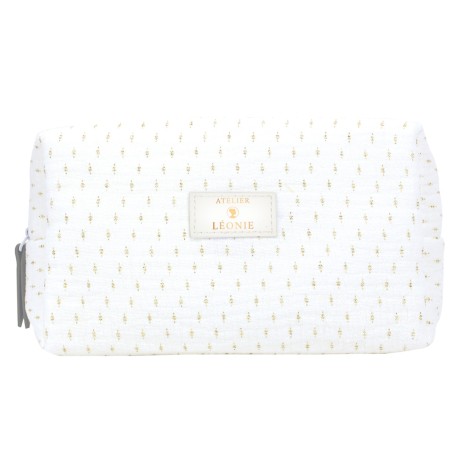 Trousse de toilette Femme (21x15x10) - Gaze de coton - motif doré