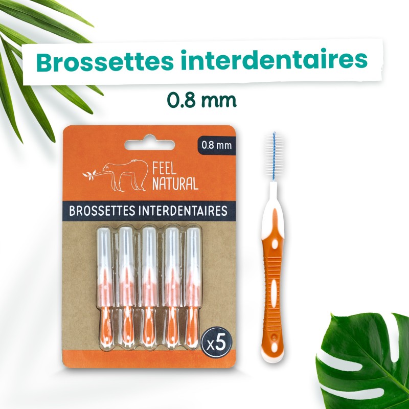 Lot de 5 brossettes interdentaires 0,8 mm - Feel Natural